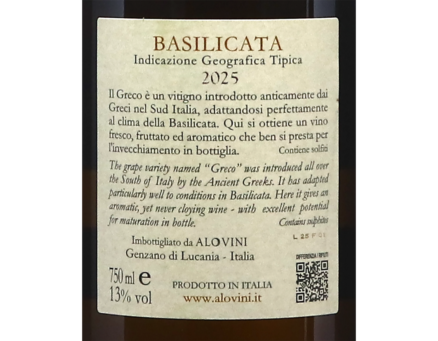 Greco Basilicata Le Ralle Alovini 2025