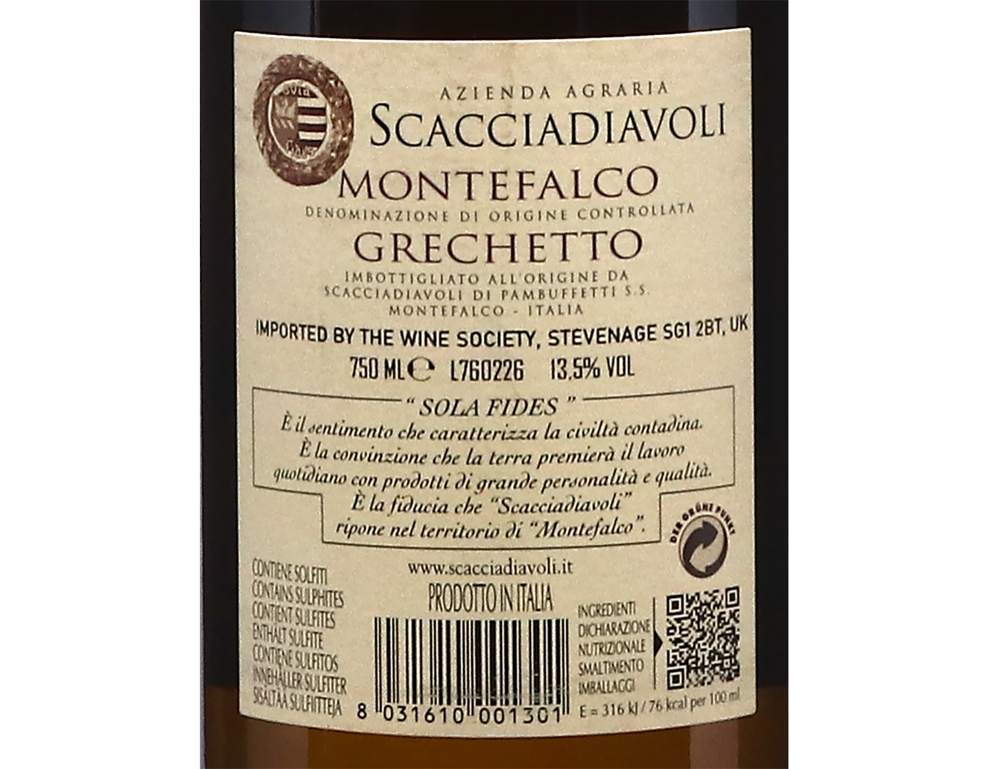 Montefalco Grechetto Scacciadiavoli 2025