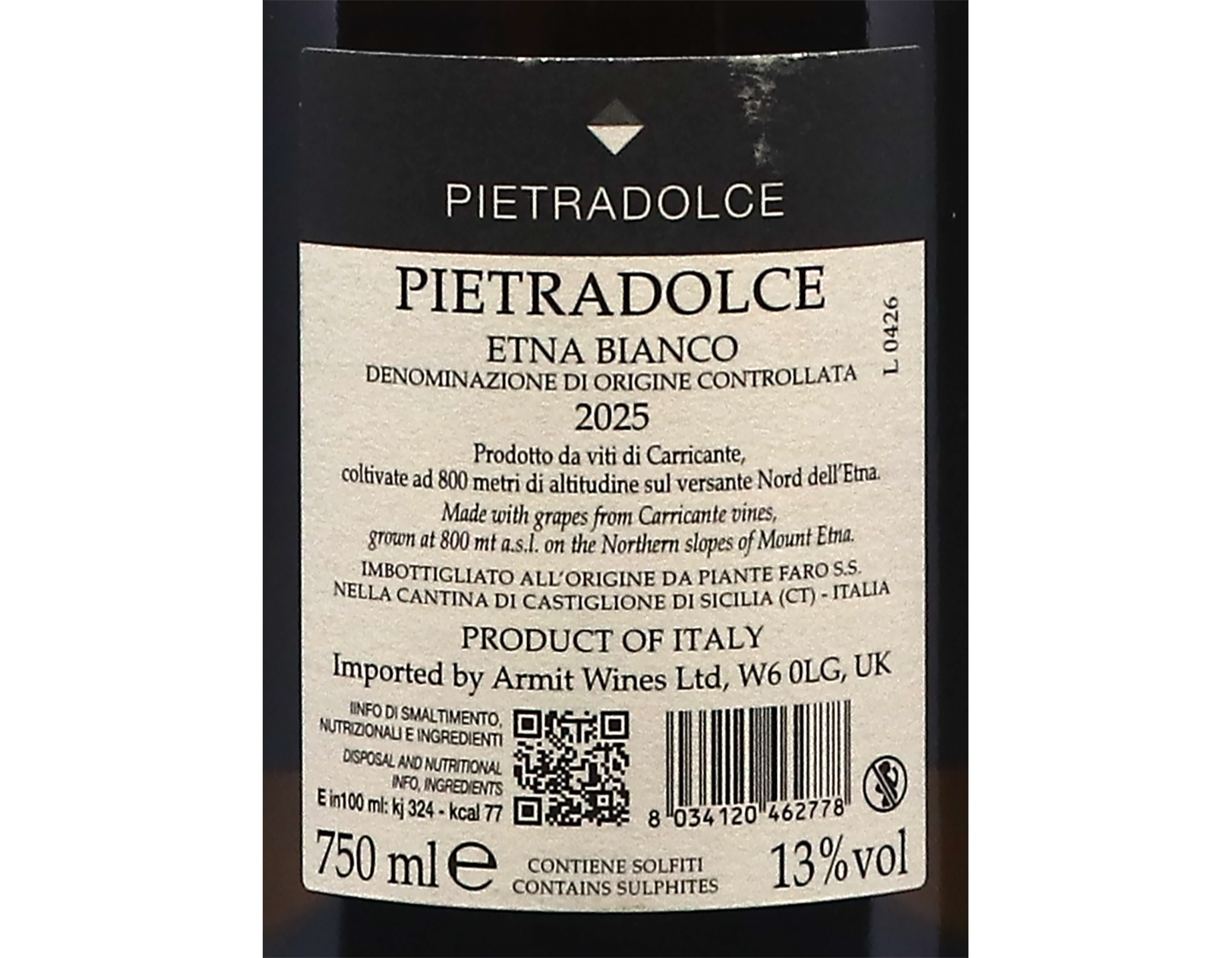 Etna Bianco, Pietradolce 2025