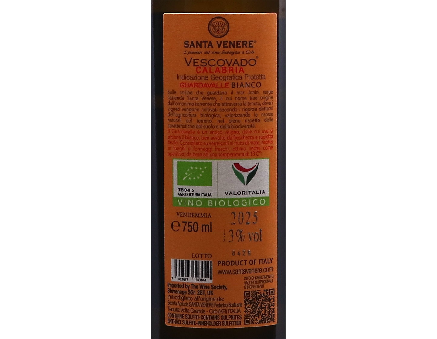 Vescovado Guardavalle Calabria Bianco Santa Venere 2025 ORGANIC