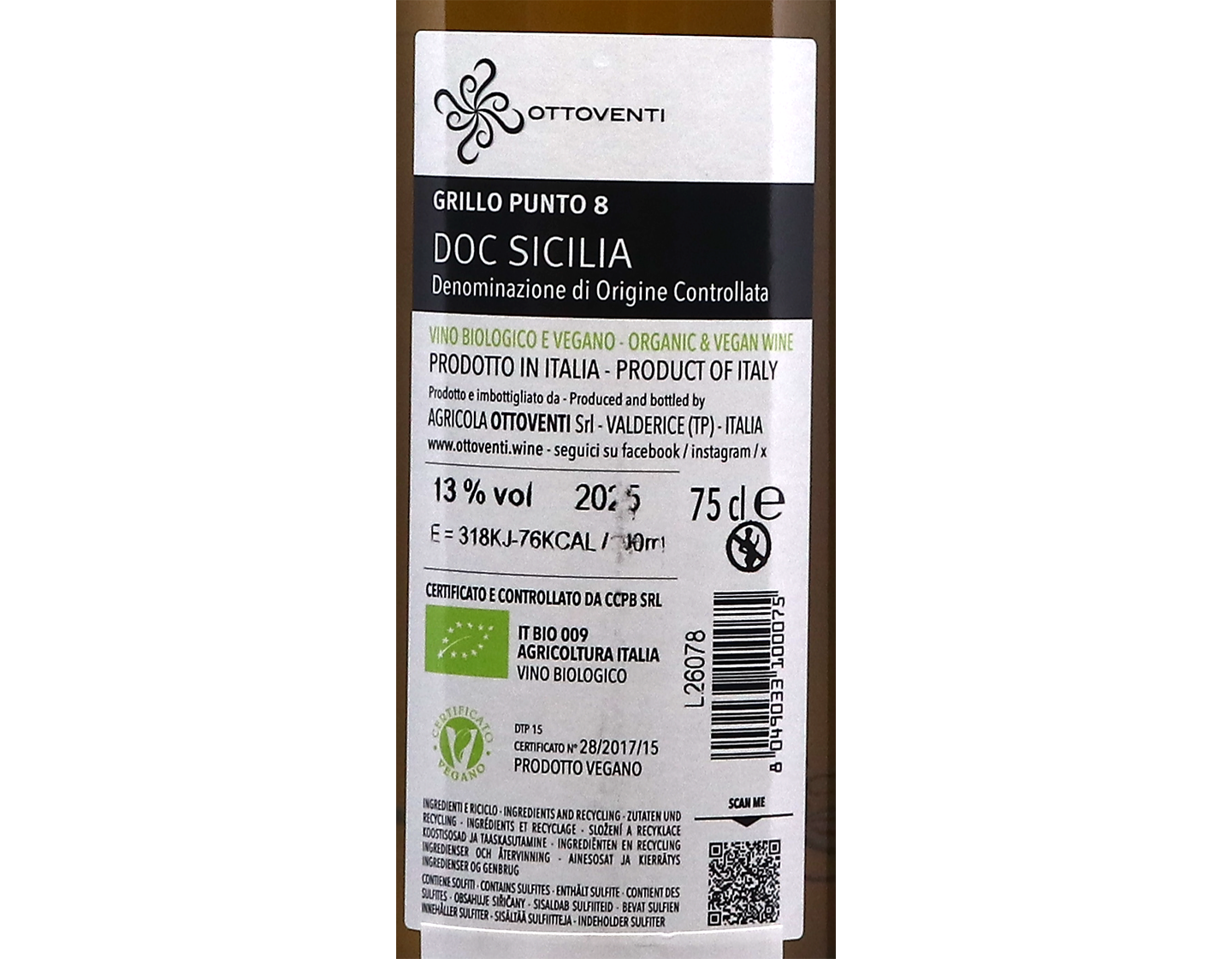 Grillo Punto 8 Sicilia, Ottoventi 2025