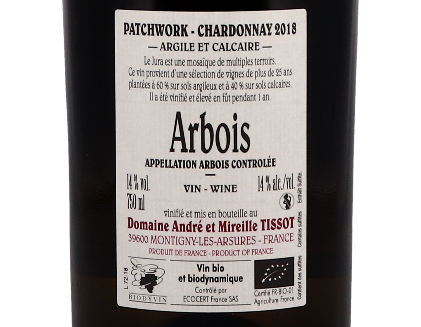 Arbois Chardonnay, Patchwork, Domaine Tissot 2018