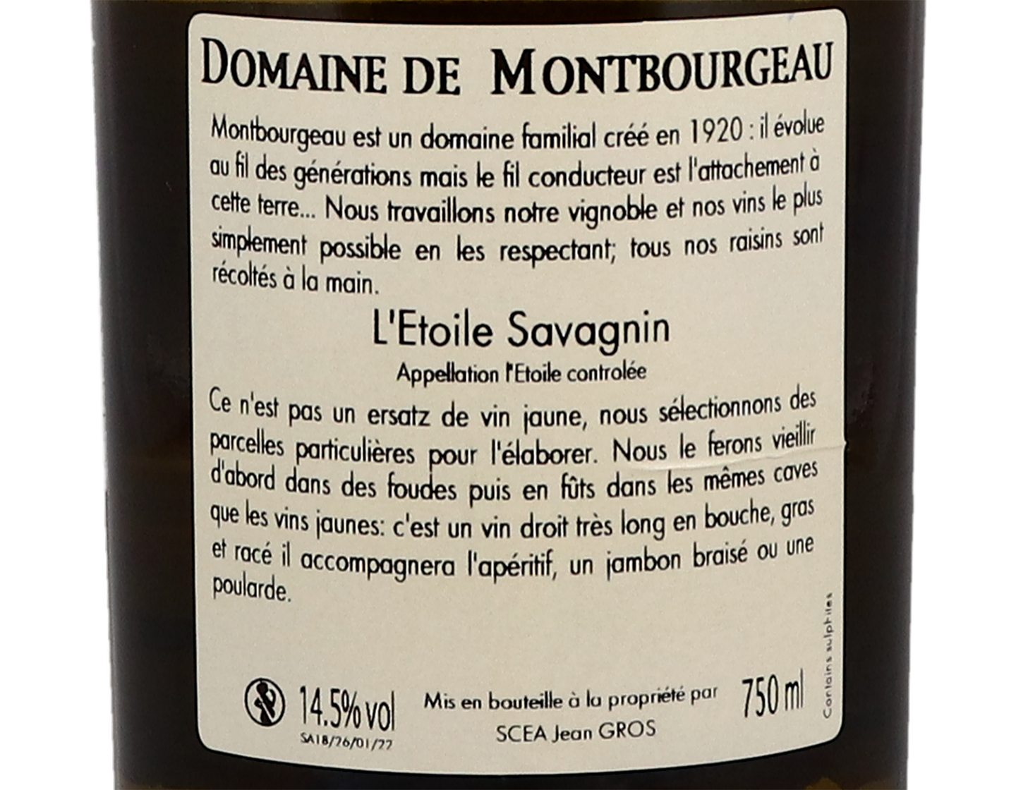 L'Etoile Savagnin Domaine de Montbourgeau 2018