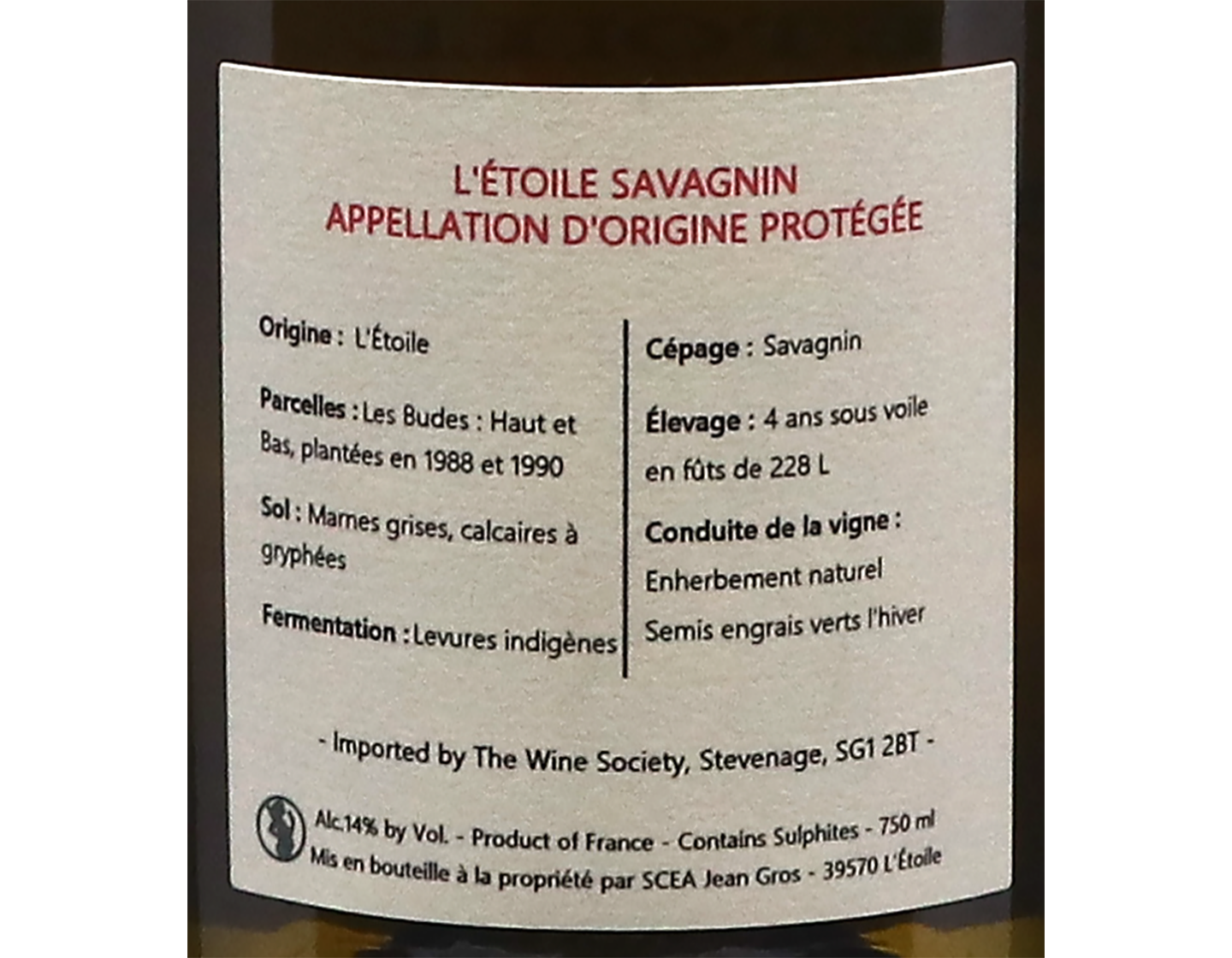 L'étoile Savagnin, Domaine de Montbourgeau 2020