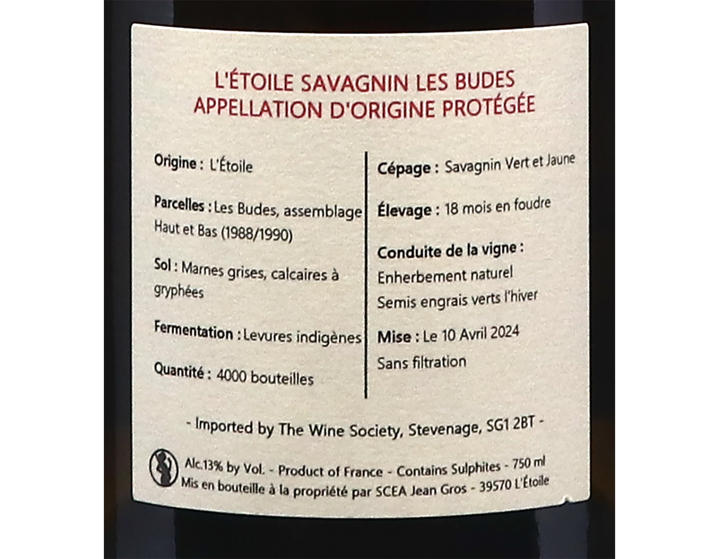 L Etoile Les Budes Ouille 2022 Domaine de Montbourgeau