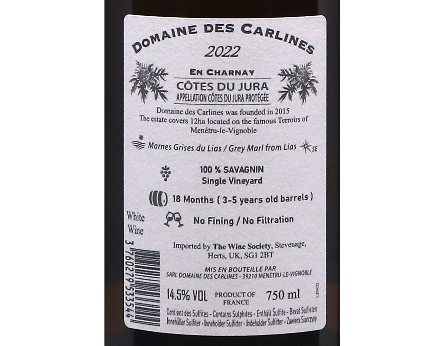 En Charnay Savagnin, Domaine des Carlines 2022