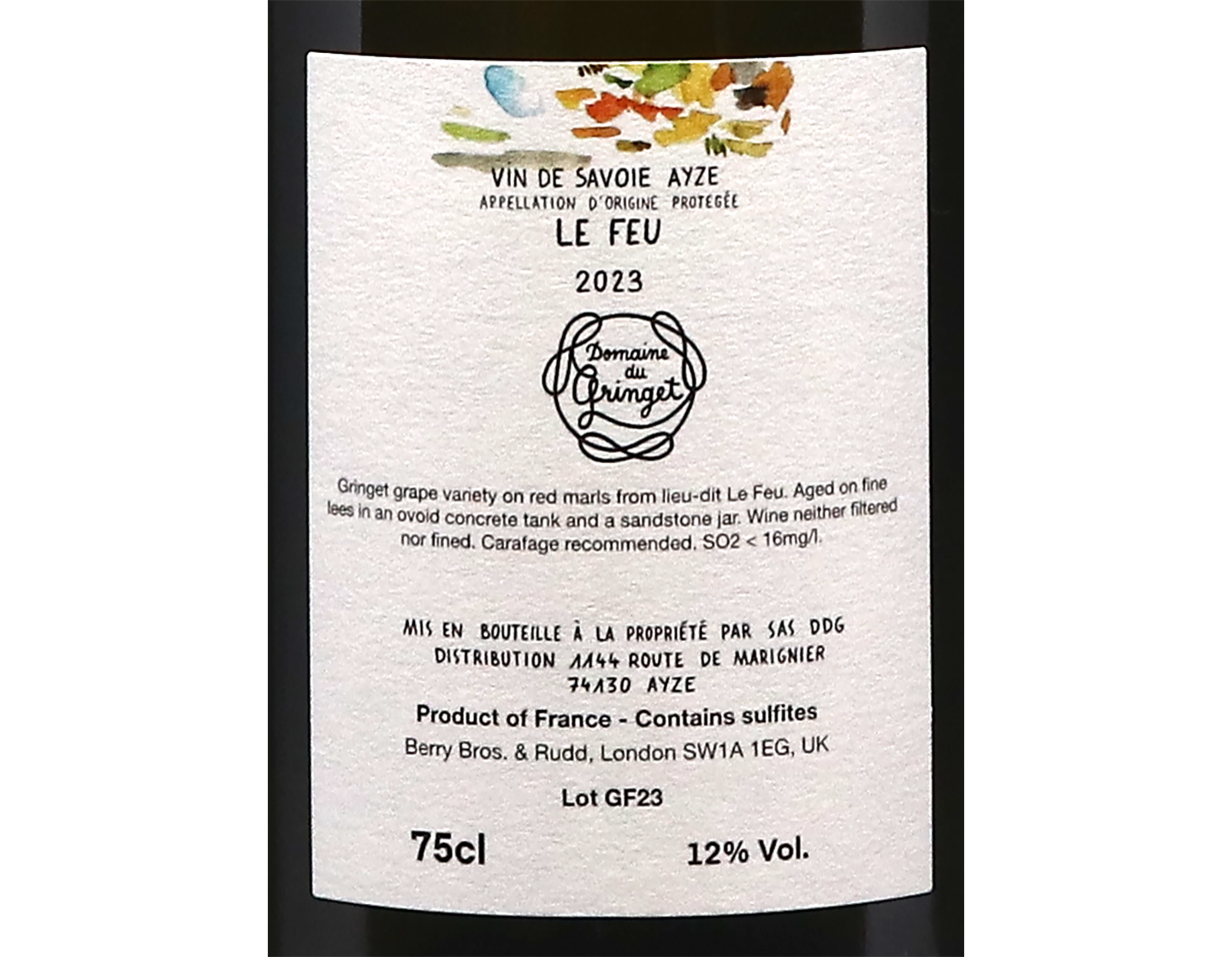 Le Feu 2023 Vin de Savoie Ayze Domaine du Gringet