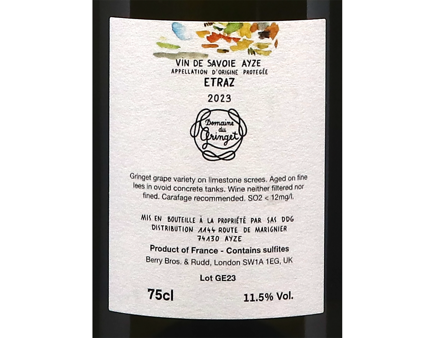 Etraz 2023 Vin de Savoie Ayze Domaine du Gringet