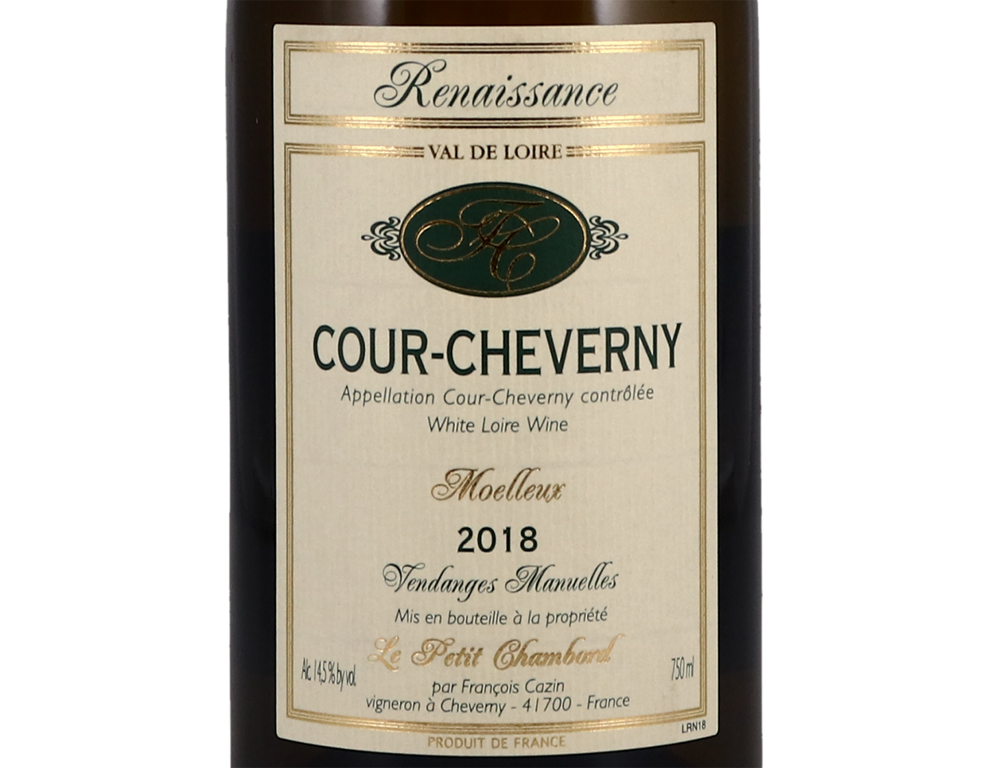 Cour-Cheverny Moelleux, Cuvée Renaissance, Le Petit Chambord, Cazin 2018