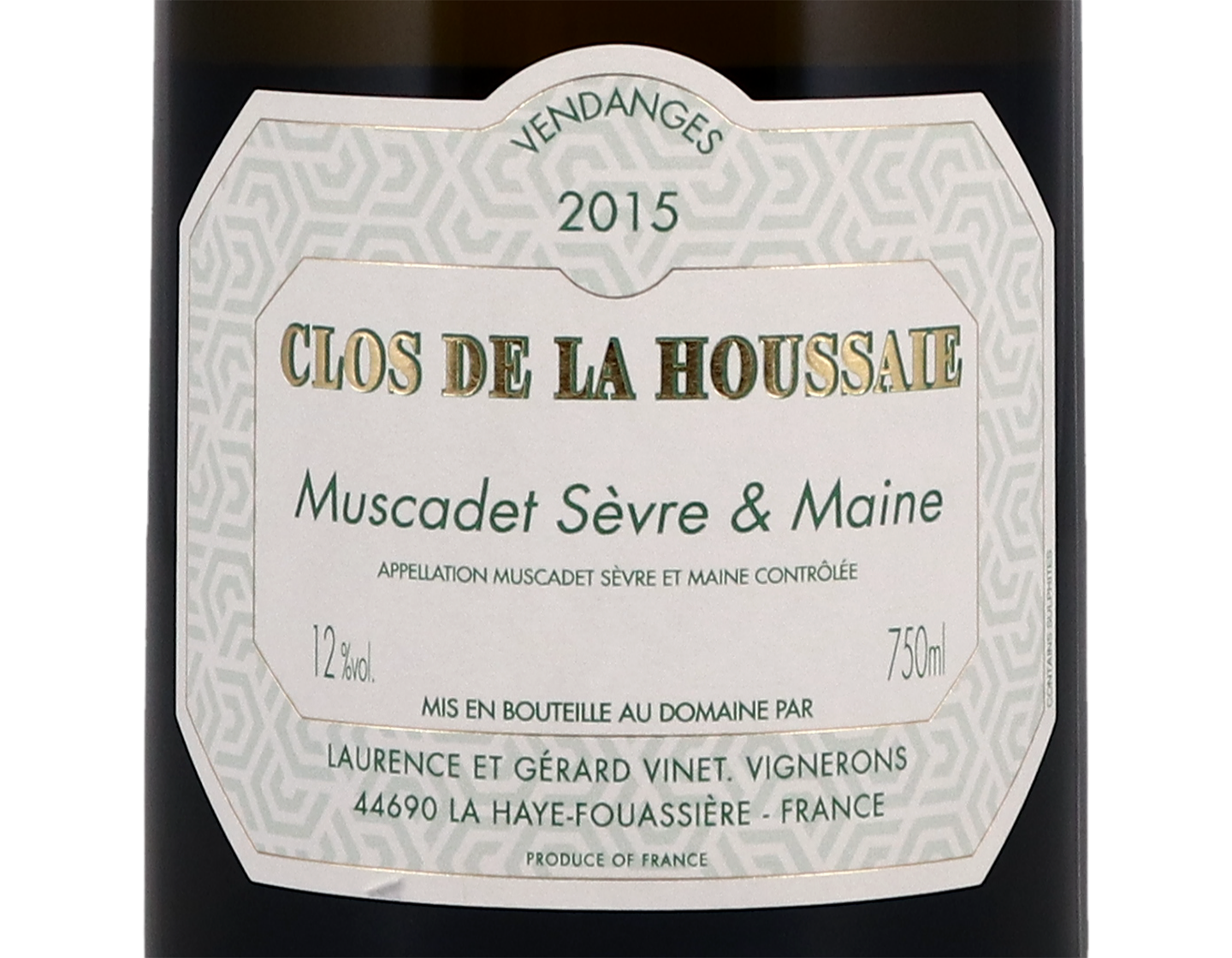 Muscadet Sevre et Maine Clos de la Houssaie 2015 Vinet