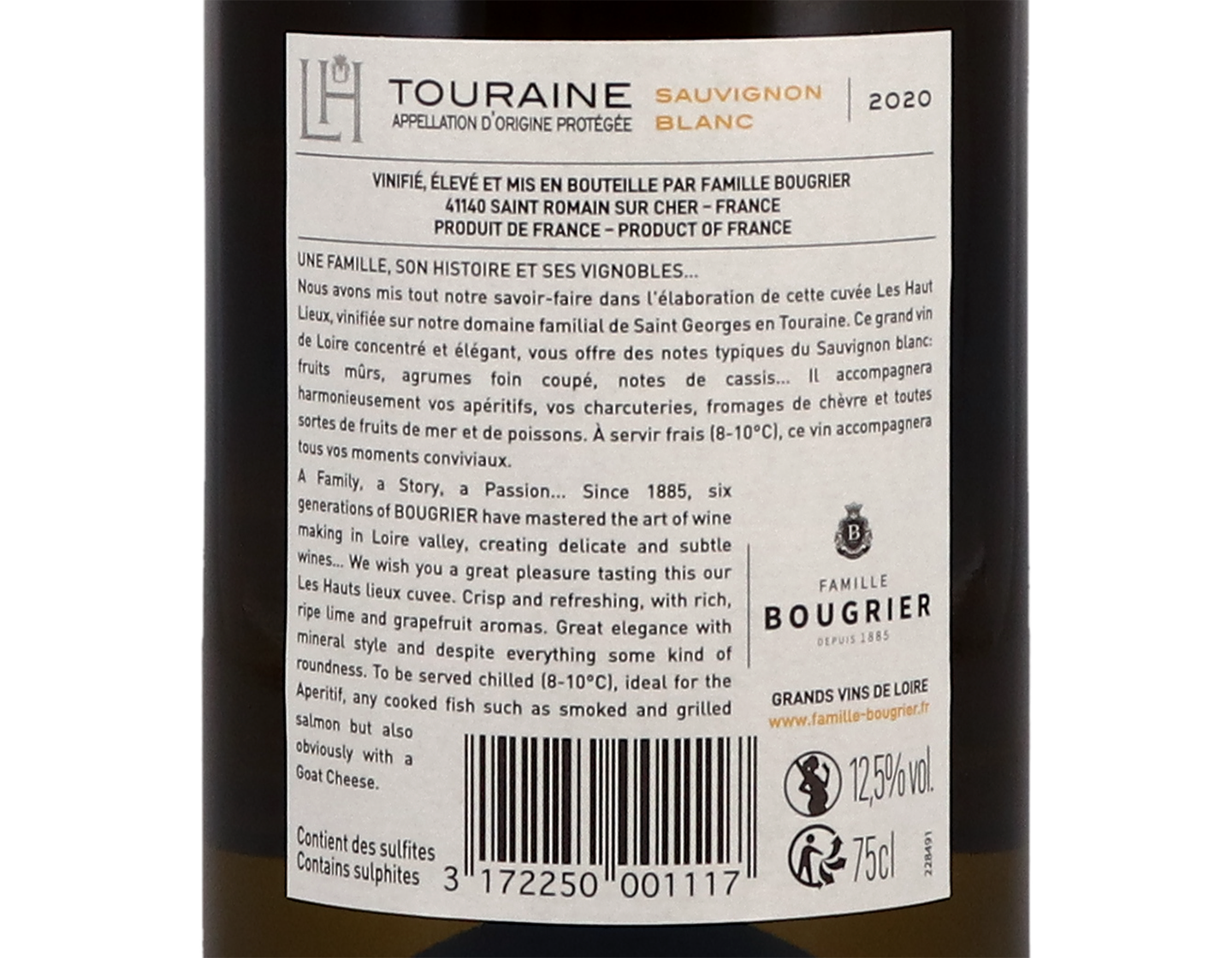 Touraine Sauvignon Hauts Lieux Famille Bougrier 2020