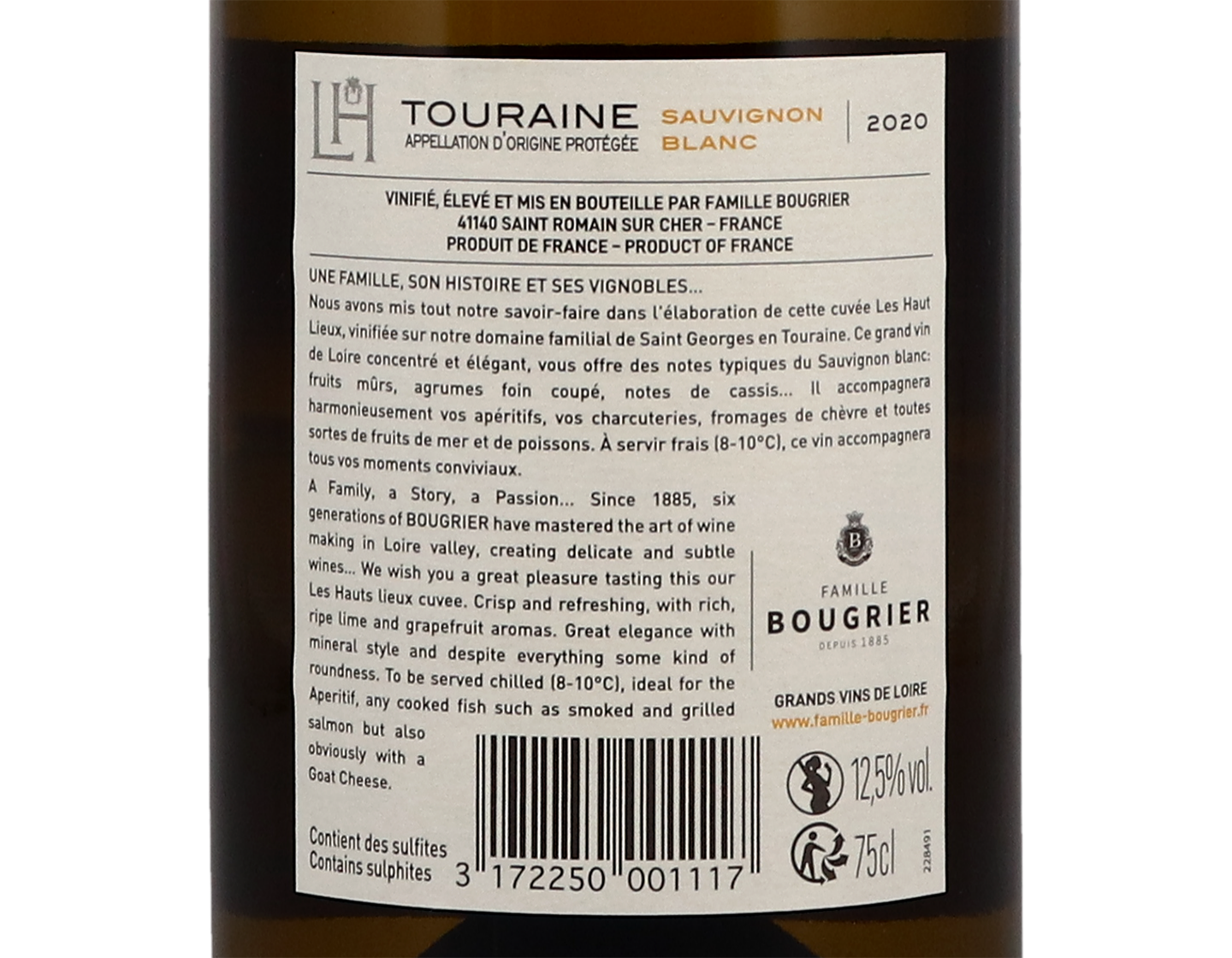 Touraine Sauvignon Hauts Lieux, Famille Bougrier 2020