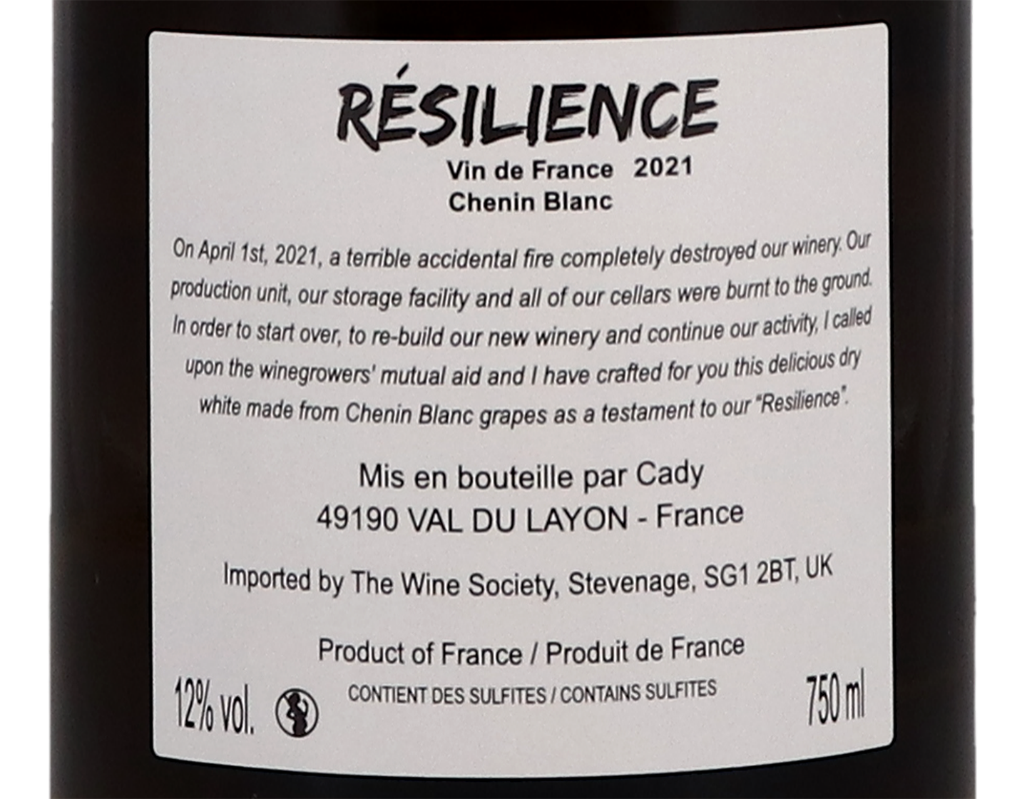 Vin de France Resilience Chenin Blanc Cady 2021