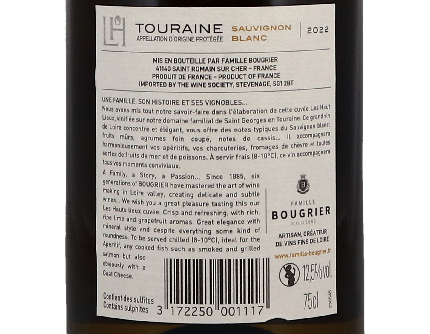 Touraine Sauvignon Hauts Lieux Famille Bougrier 2022