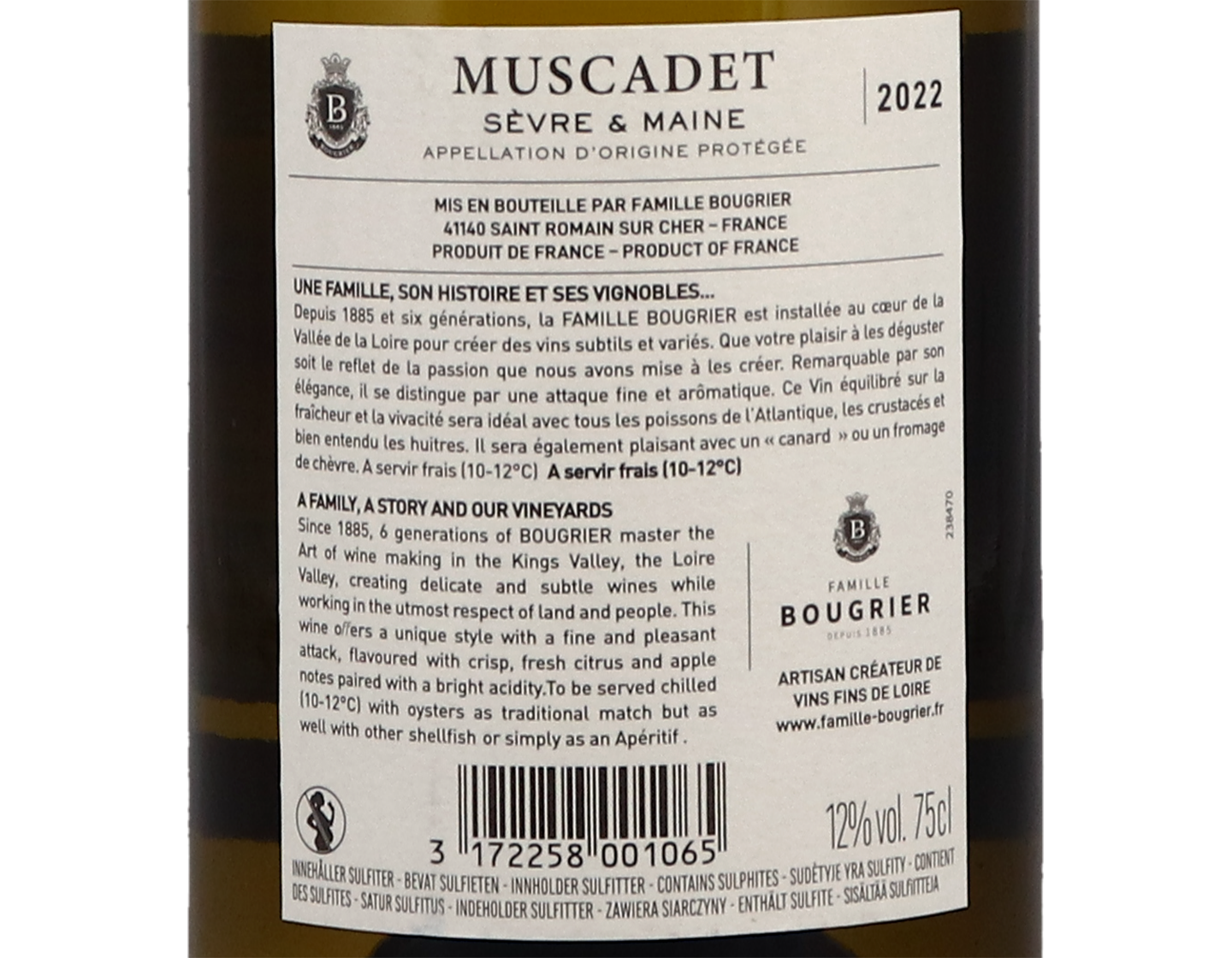 Muscadet Sevre et Maine Famille Bougrier 2022