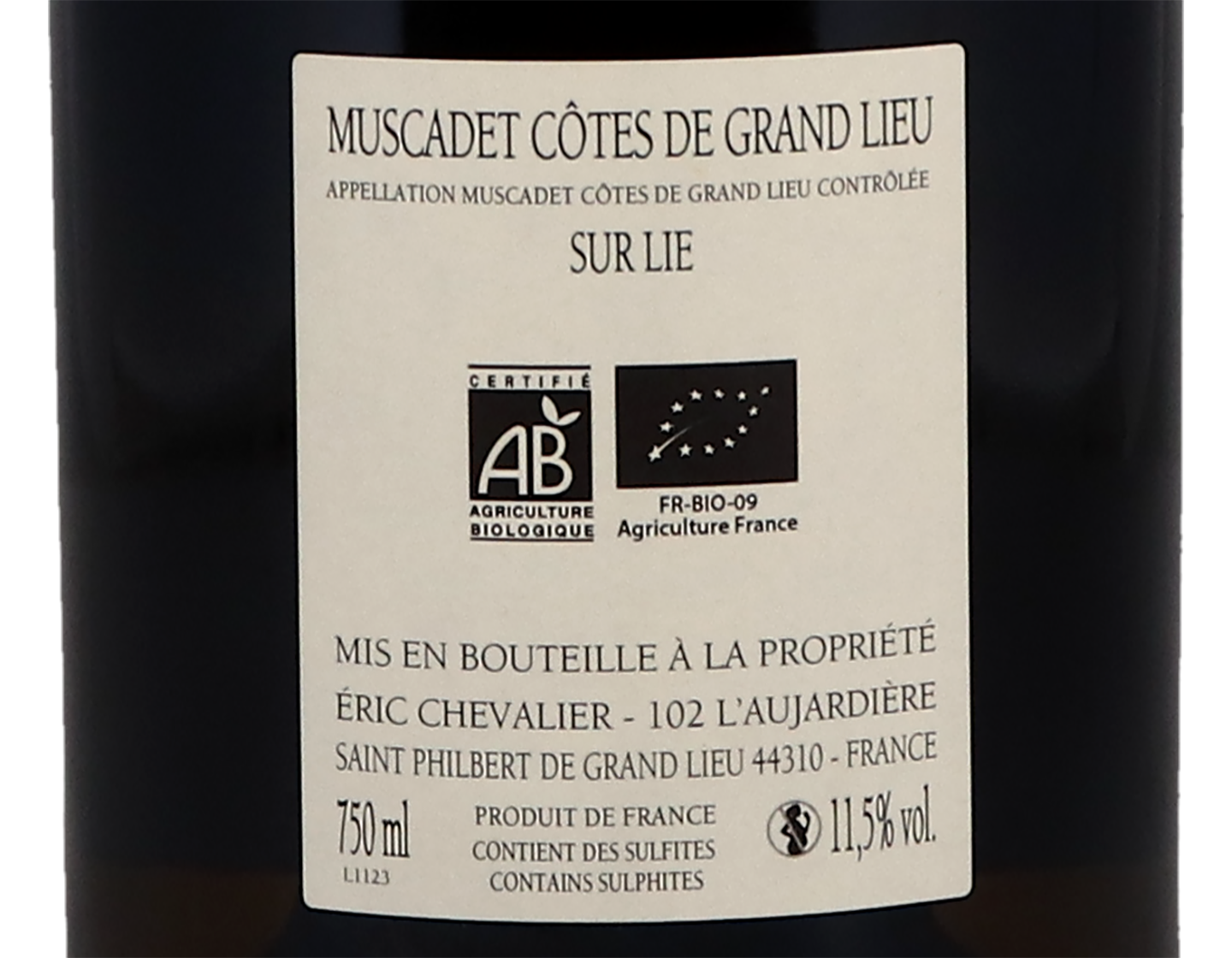 Muscadet Cotes de Grand Lieu sur Lie La Noe Eric Chevalier 2022