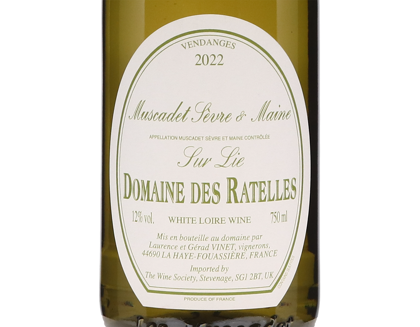 Muscadet Sèvre-et-Maine sur Lie, Domaine des Ratelles 2022