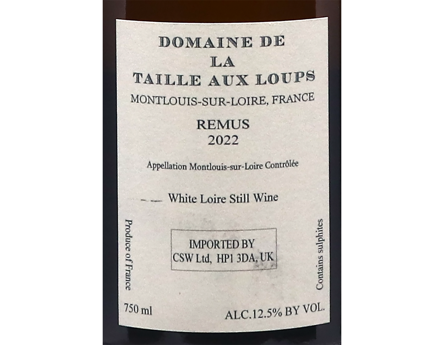 Montlouis sur Loire 'Rémus', Domaine de la Taille aux Loups 2022