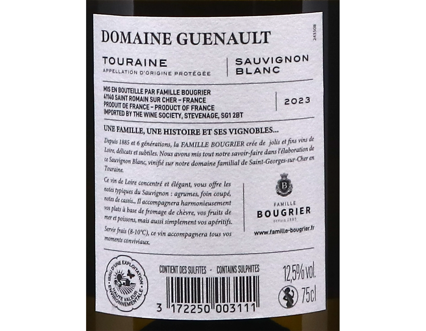 Touraine Sauvignon Domaine Guenault Bougrier 2023