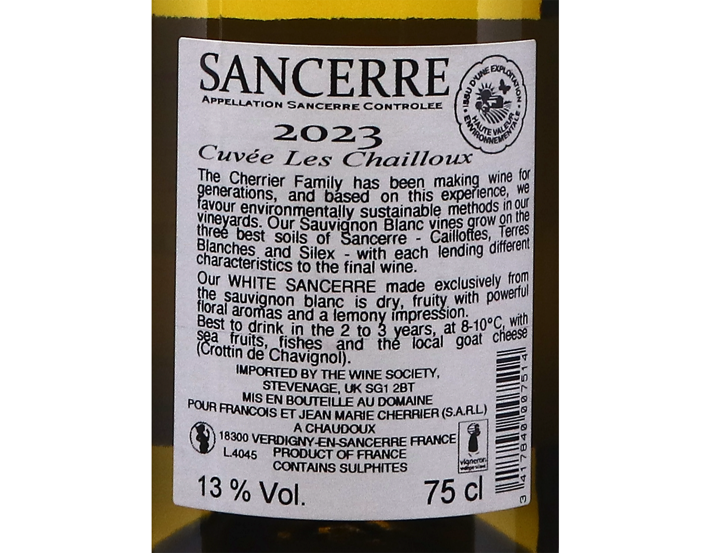 Sancerre Les Chailloux Francois et Jean Marie Cherrier 2023