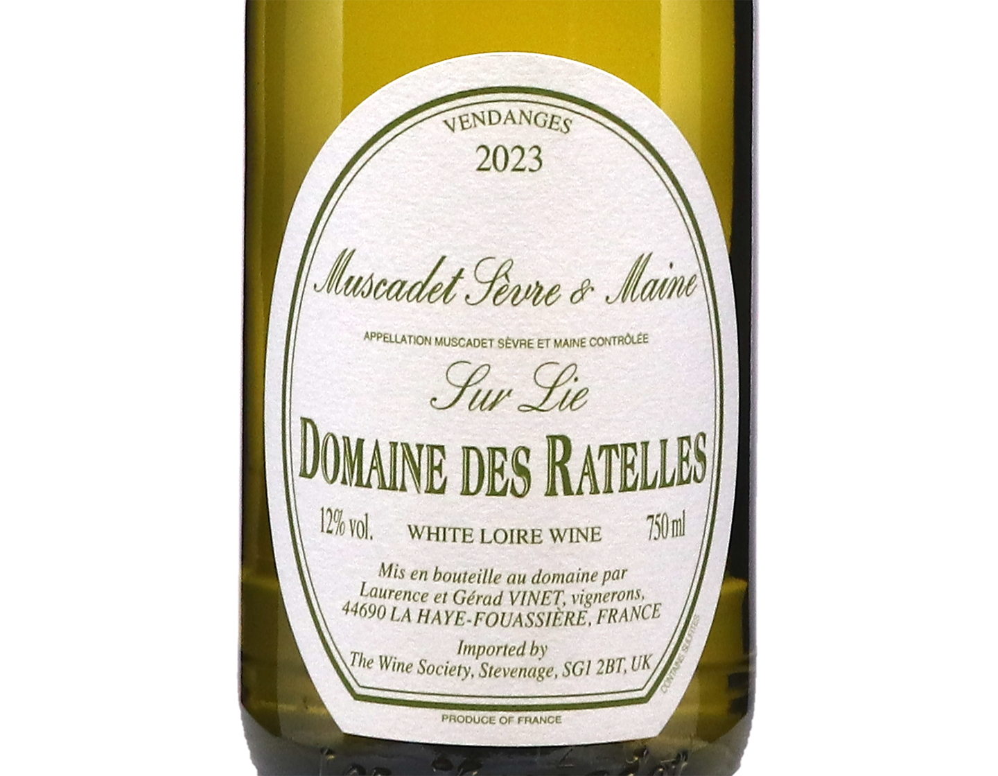 Muscadet Sèvre-et-Maine sur Lie, Domaine des Ratelles 2023