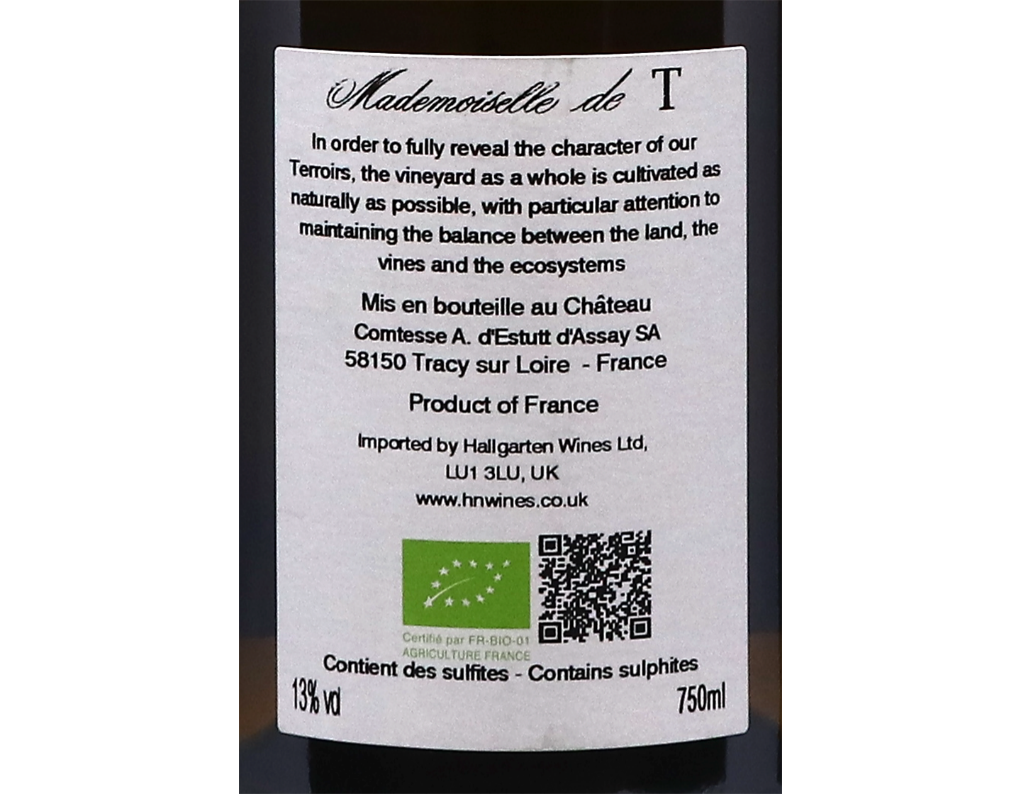 Pouilly Fume Mademoiselle de T Chateau de Tracy 2023