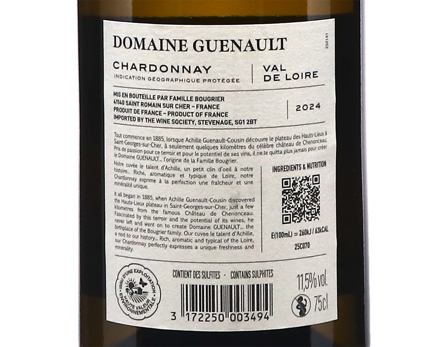 Val de Loire Le Talent Achille Chardonnay Domaine Guenault 2024