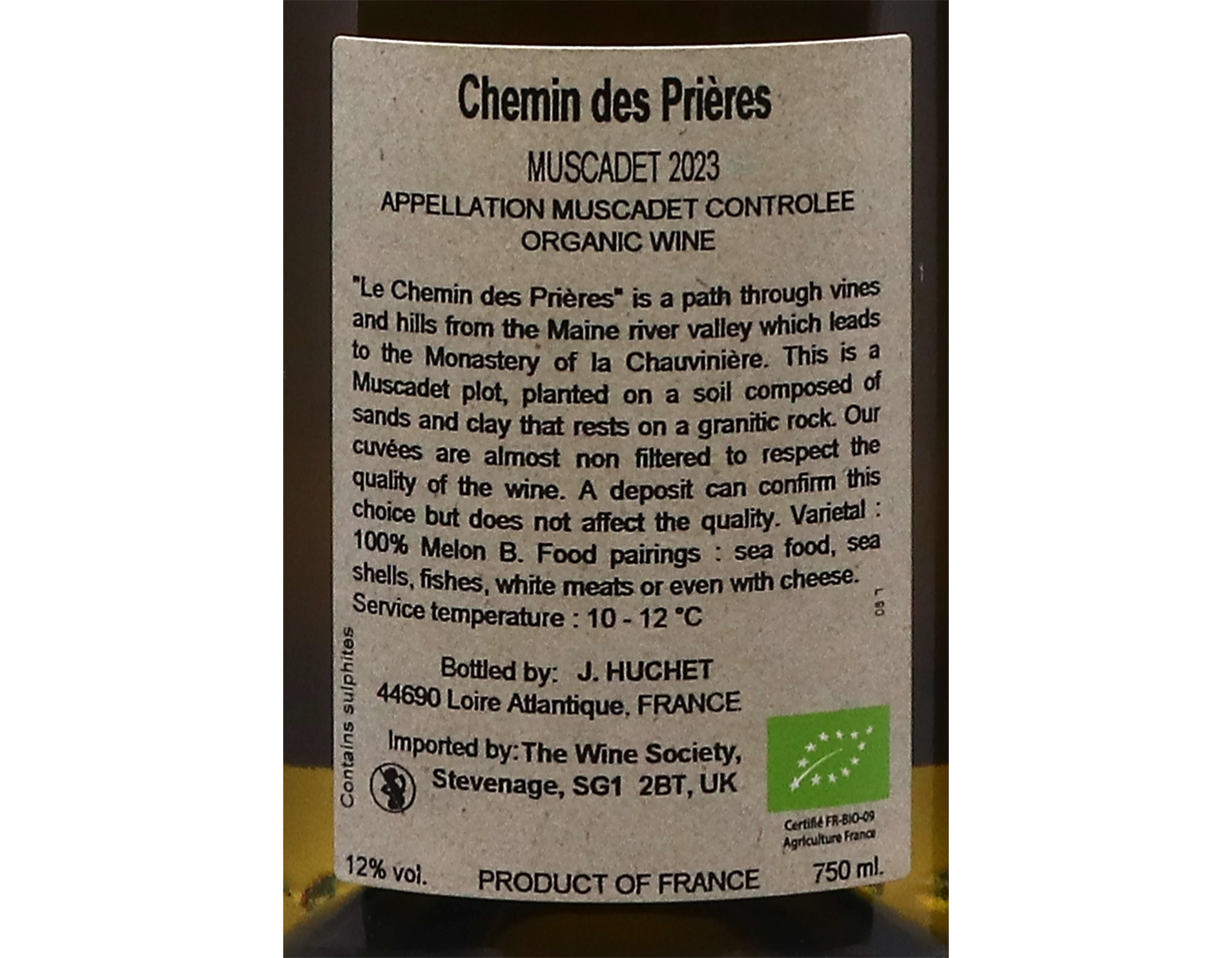 Muscadet Chemin des Prieres Domaine Huchet 2023