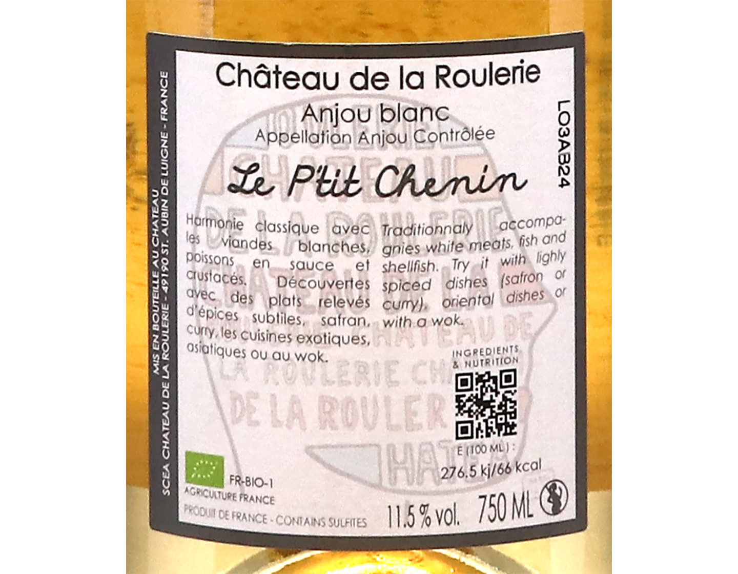 Anjou Blanc 'Le P'tit Chenin', Château de la Roulerie 2024