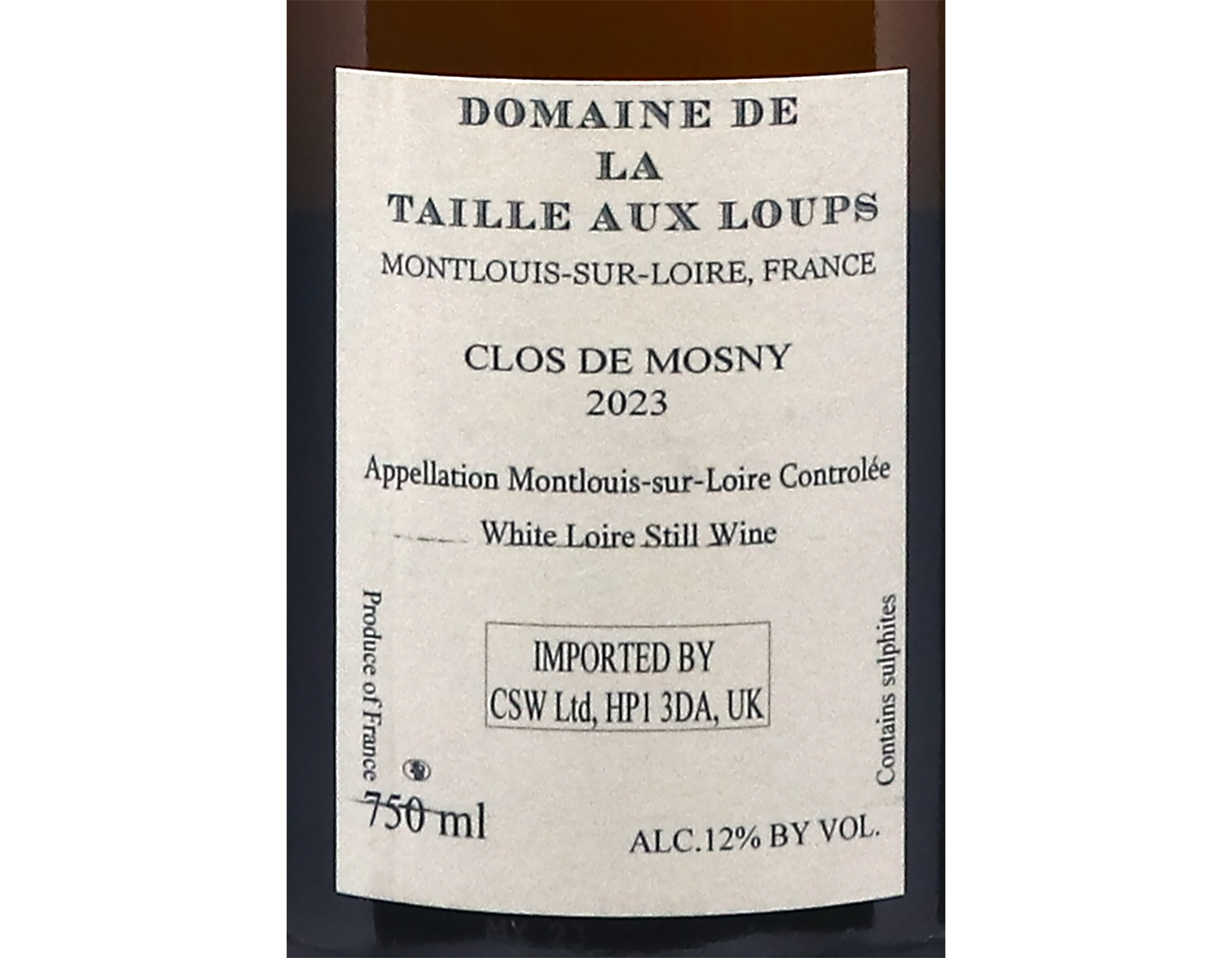 Montlouis sur Loire 'Clos de Mosny', Domaine de la Taille aux Loups 2023