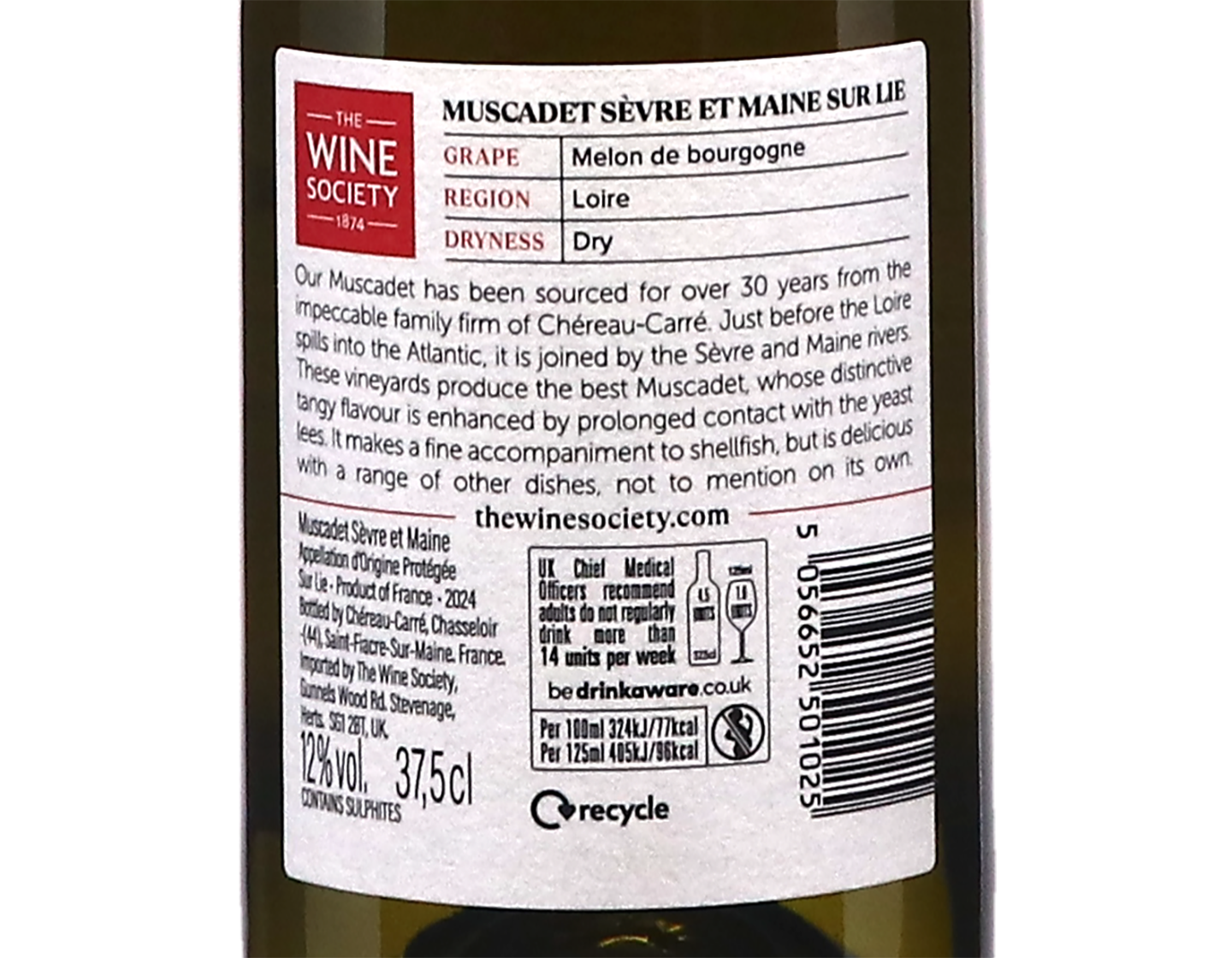 Half bottle of The Society's Muscadet Sèvre-et-Maine sur Lie 2024