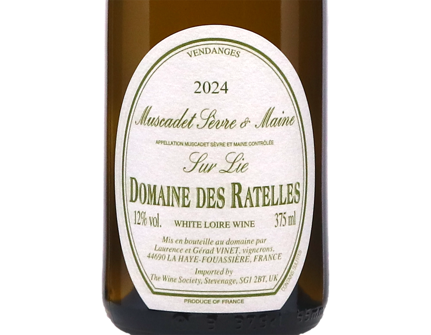 Half bottle of Muscadet Sevre et Maine sur Lie Domaine des Ratelles 2024