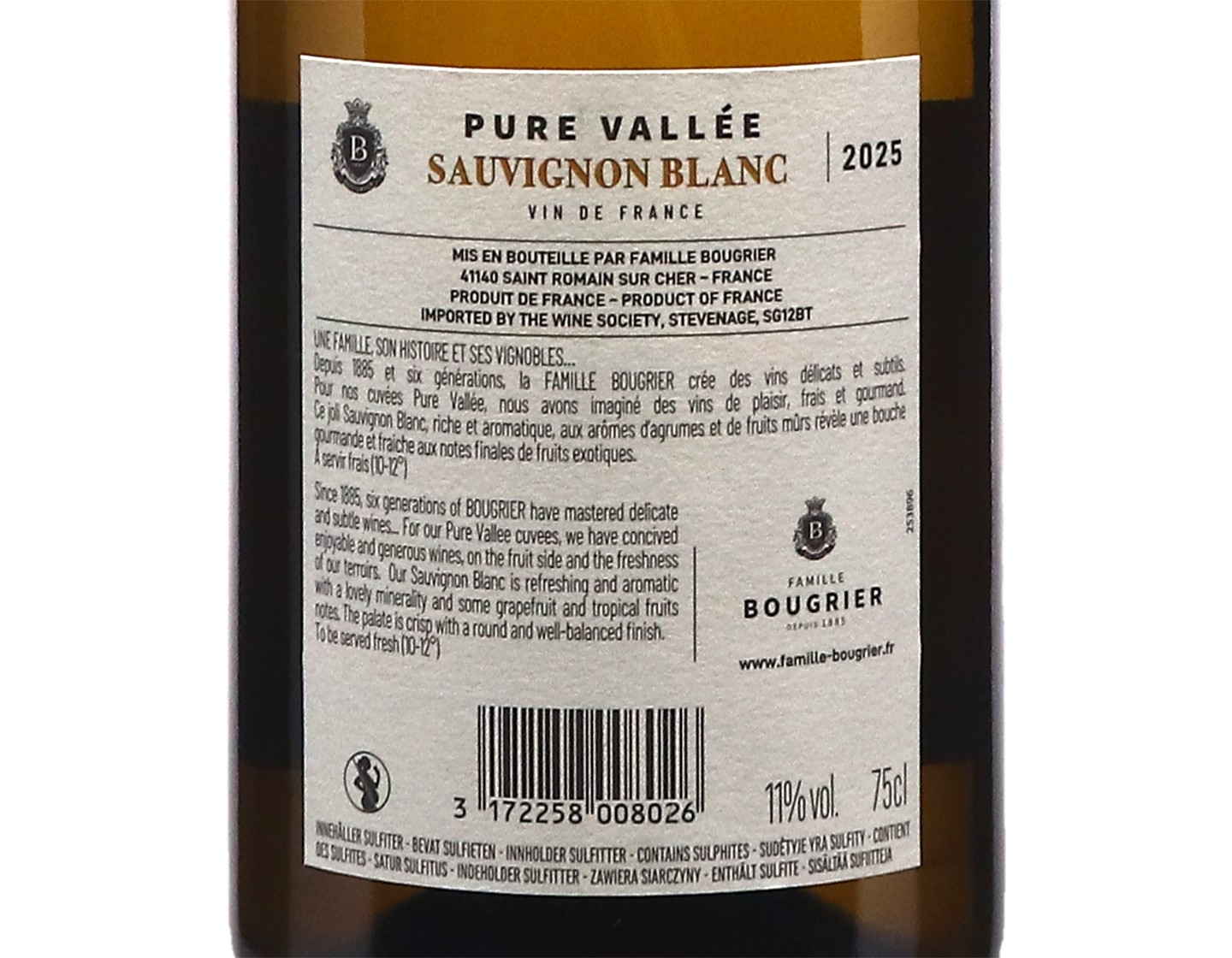 Sauvignon Blanc Pure Vallee Vin de France Famille Bougrier 2025