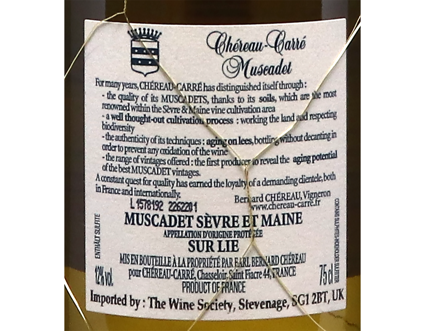 Muscadet Sevre et Maine sur Lie Comte Leloup Centenaires Ch de Chasseloir 2010