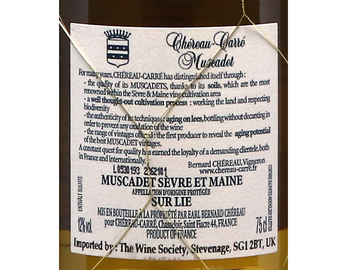 Muscadet Sevre et Maine sur Lie Comte Leloup Centenaires Ch de Chasseloir 2009