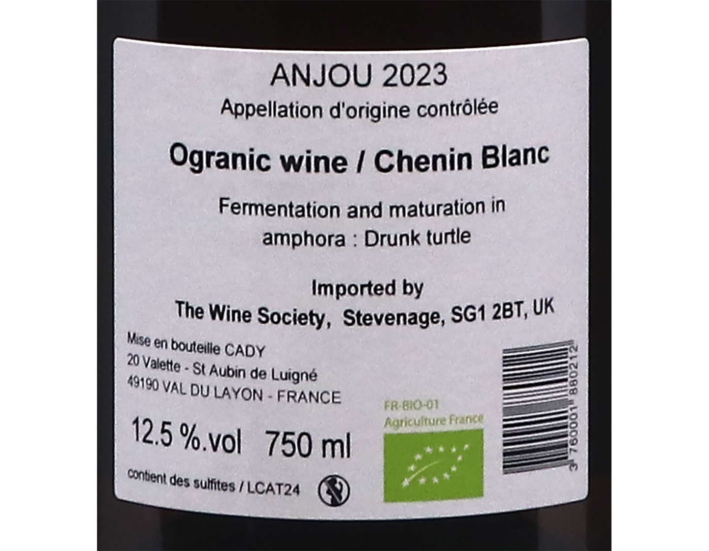 Anjou Blanc Clos du Moulin Sainte Catherine, Domaine Cady 2023