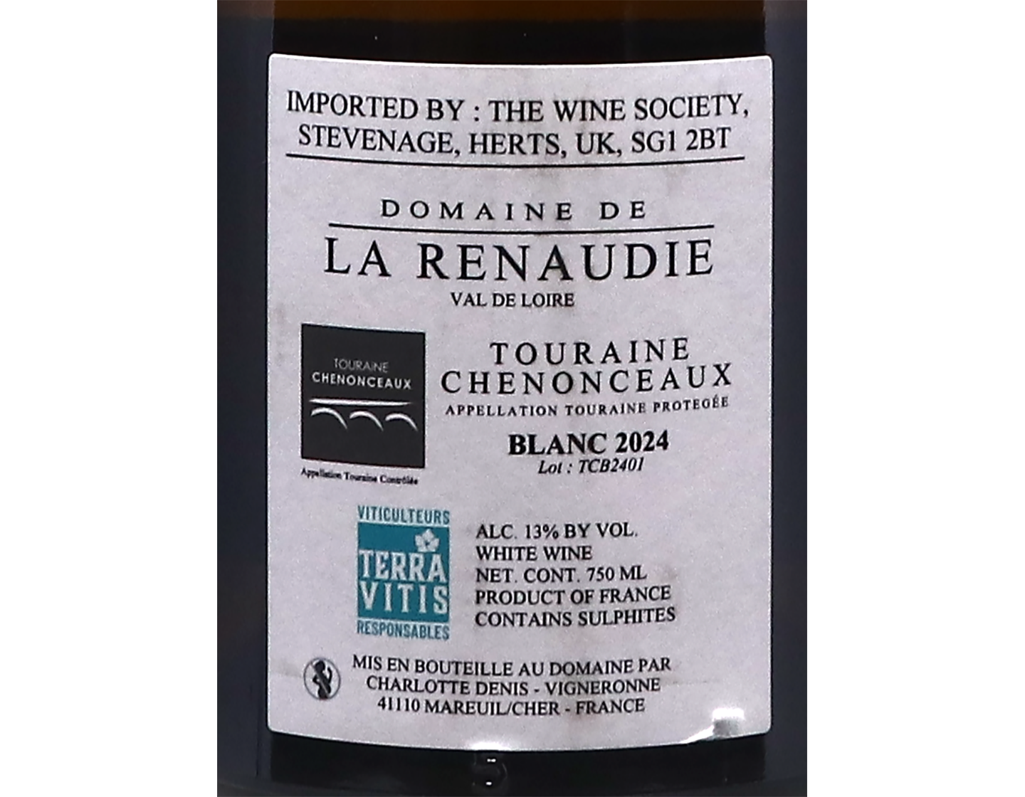 Touraine Chenonceaux Blanc, Domaine de la Renaudie 2024