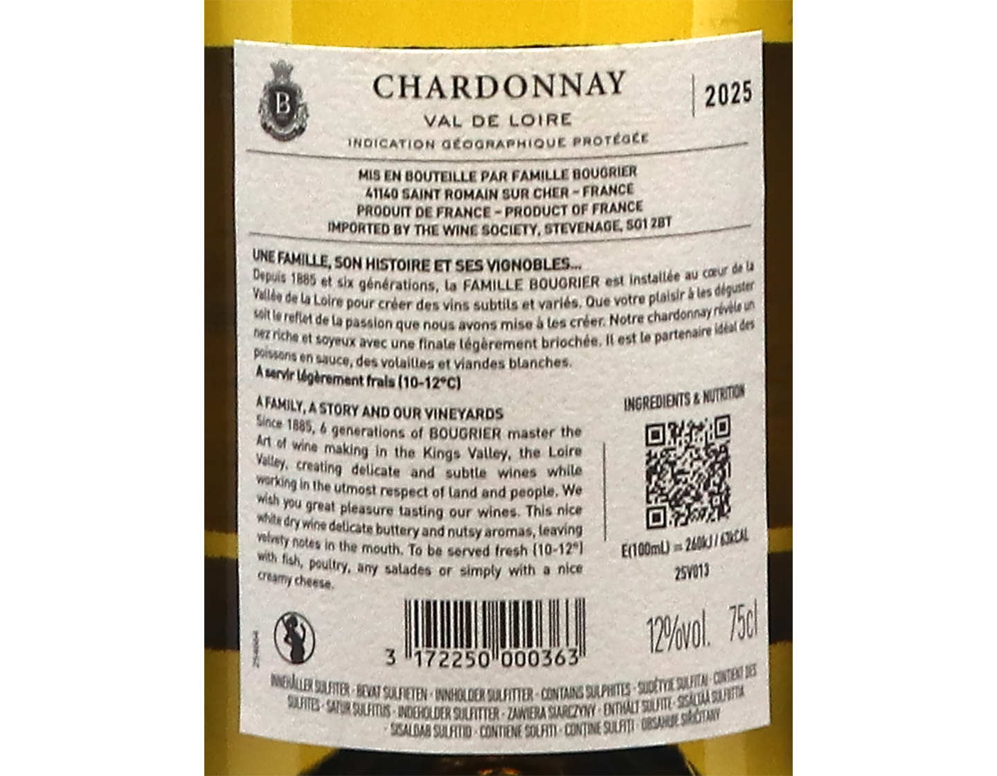 Val de Loire Chardonnay Famille Bougrier 2025