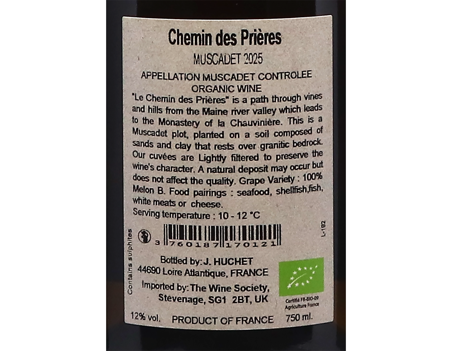 Muscadet ‘Chemin des Prières’, Domaine Huchet 2025