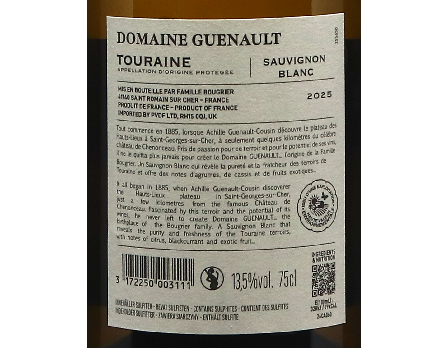Touraine Sauvignon Domaine Guenault Bougrier 2025