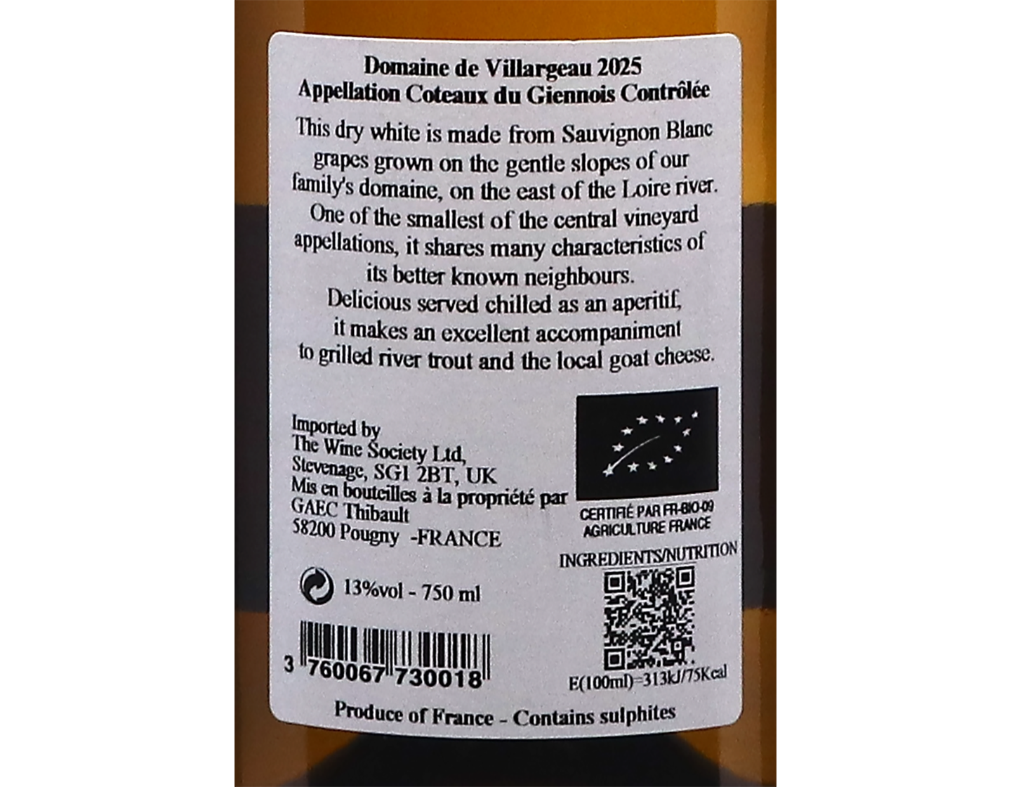 Coteaux du Giennois, Domaine de Villargeau 2025