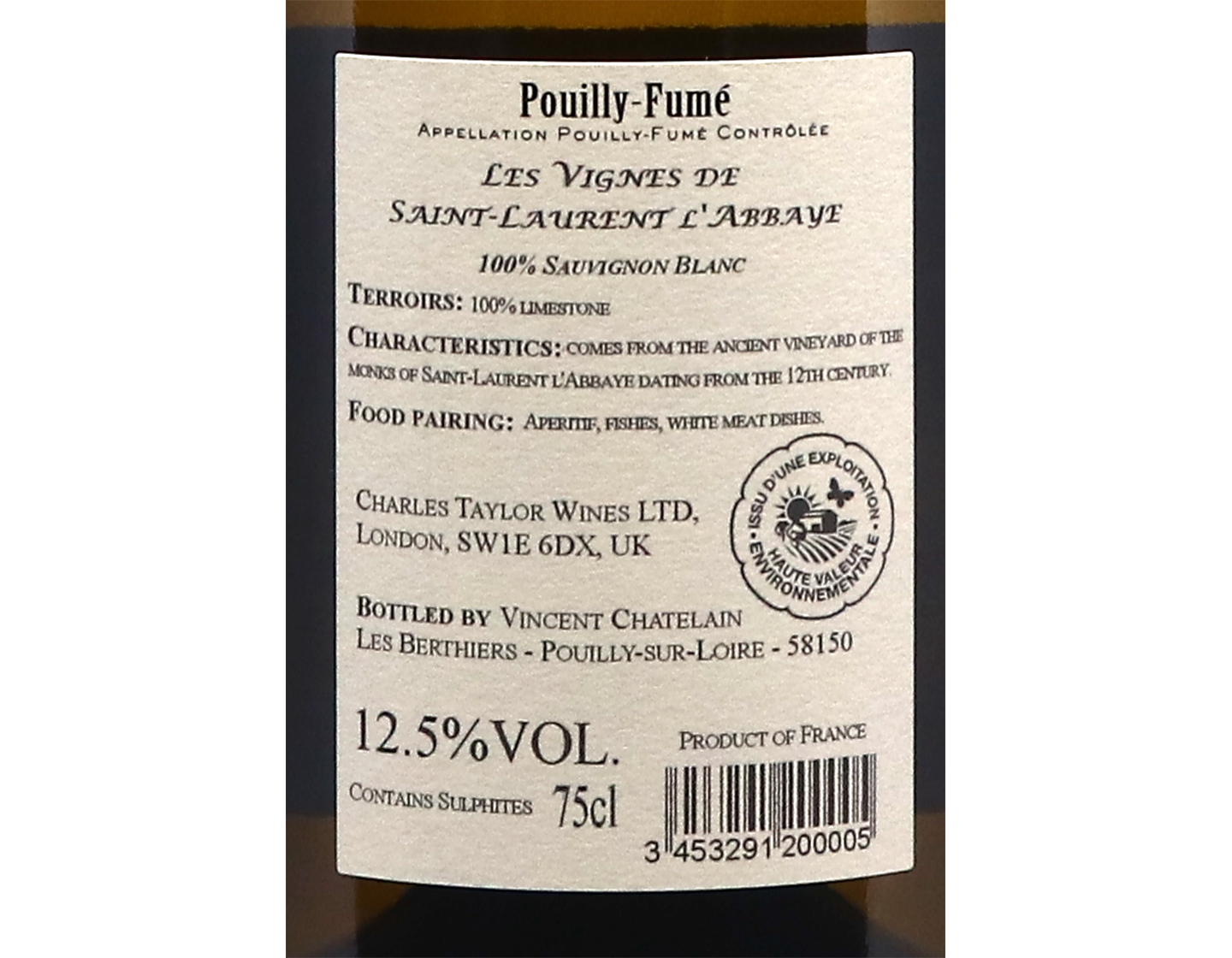 Pouilly Fume Les Vignes de Saint Laurent Abbaye Domaine Chatelain 2024