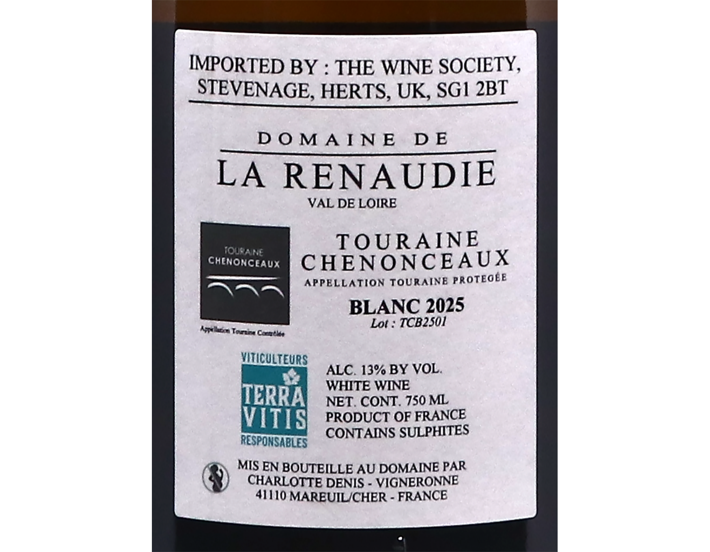 Touraine Chenonceaux Blanc, Domaine de la Renaudie 2025