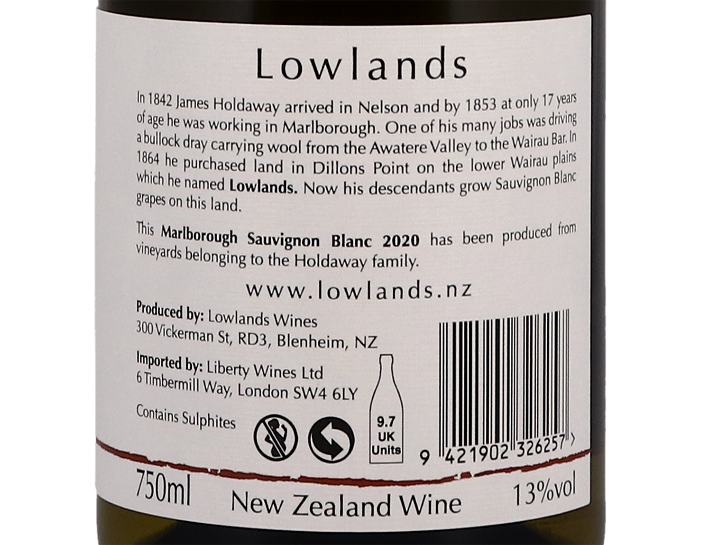 Lowlands Heritage Marlborough Sauvignon Blanc 2020