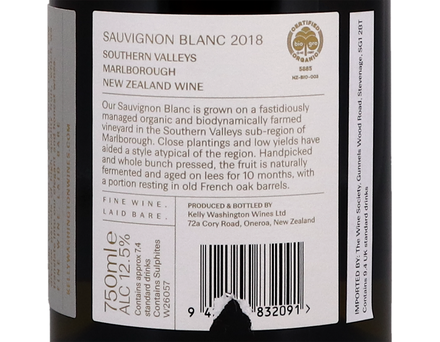 Kelly Washington Marlborough Sauvignon Blanc 2018