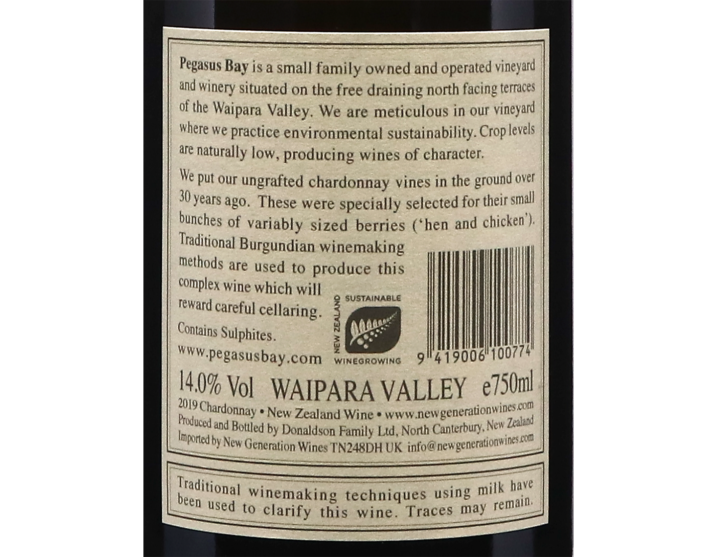 Pegasus Bay Waipara Valley Chardonnay 2019