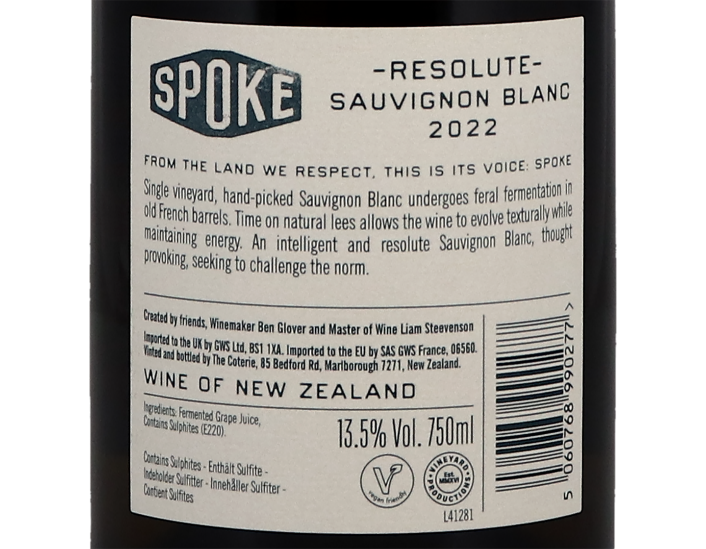Spoke Resolute Marlborough Sauvignon Blanc 2022