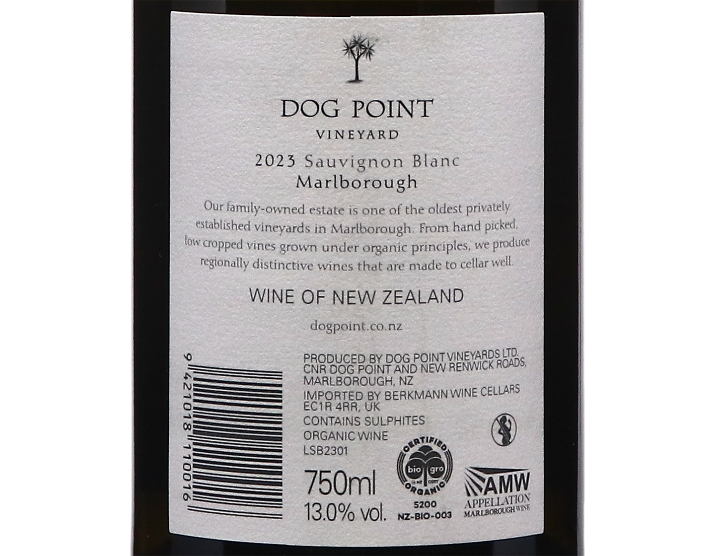 Dog Point Marlborough Sauvignon Blanc 2023 ORGANIC