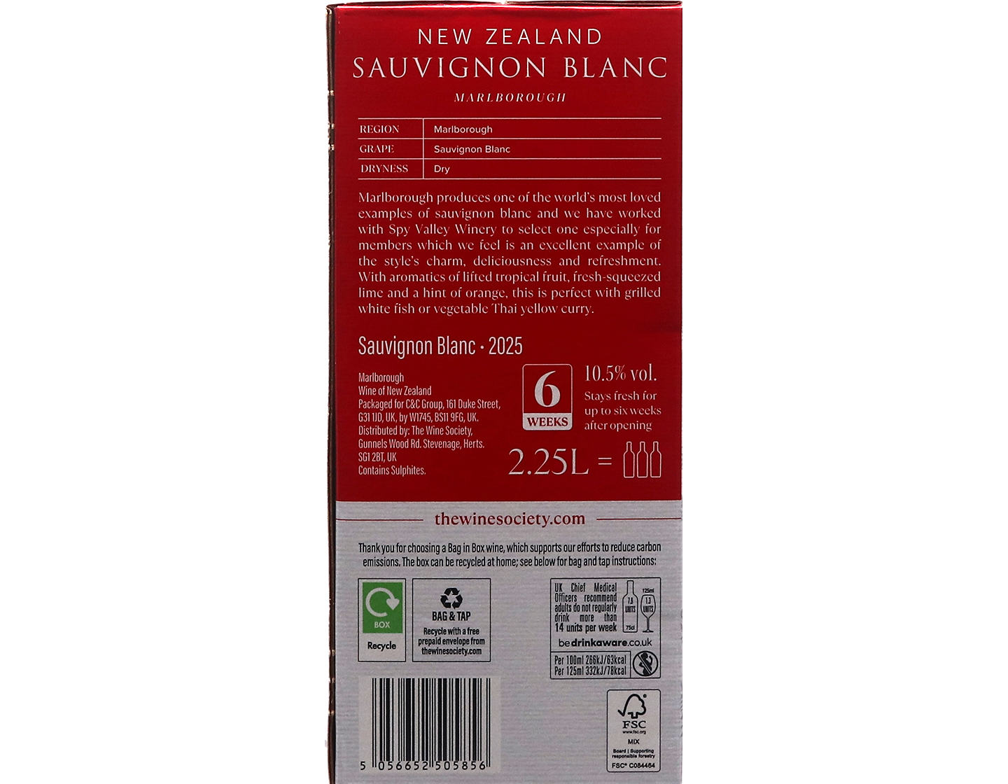 The Society's New Zealand Marlborough Sauvignon Blanc 2025 Bag-in-Box (2.25-litres)