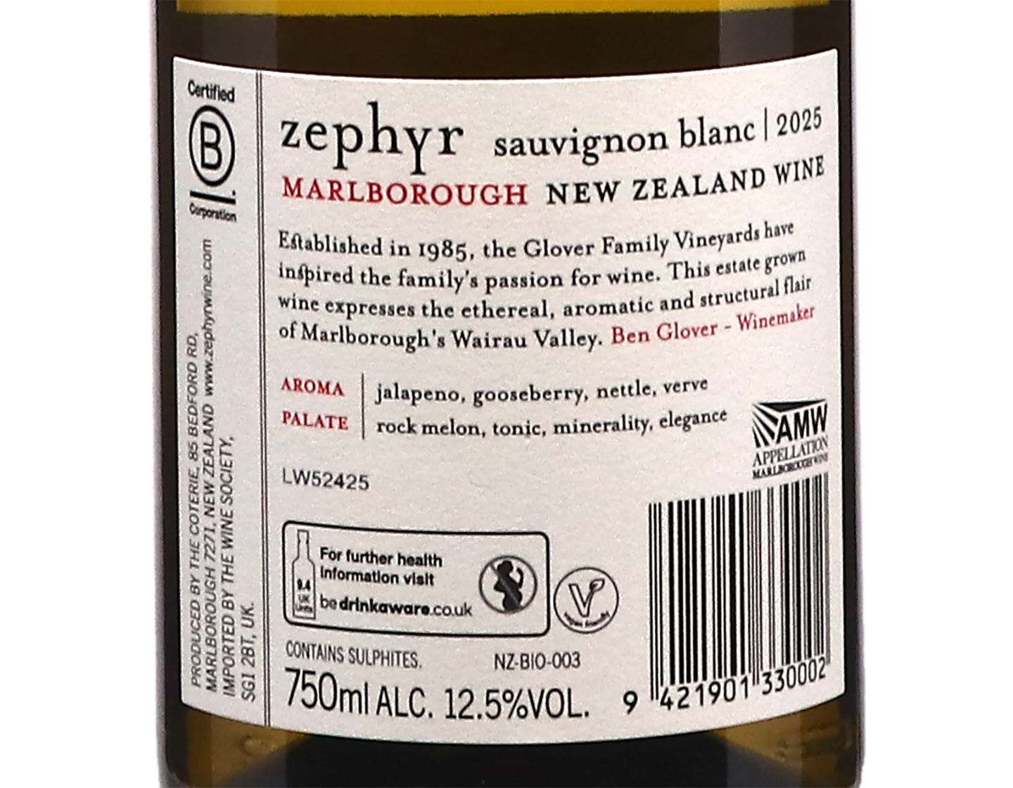 Zephyr Organic Marlborough Sauvignon Blanc 2025